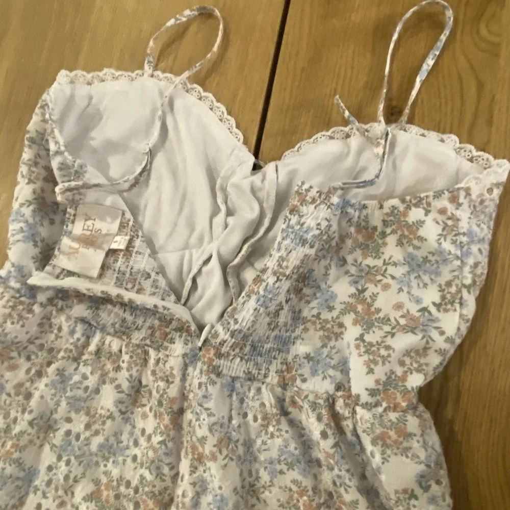 Audrey Parks floral print spaghetti strap eyelet maxi dress Small by Francesca's